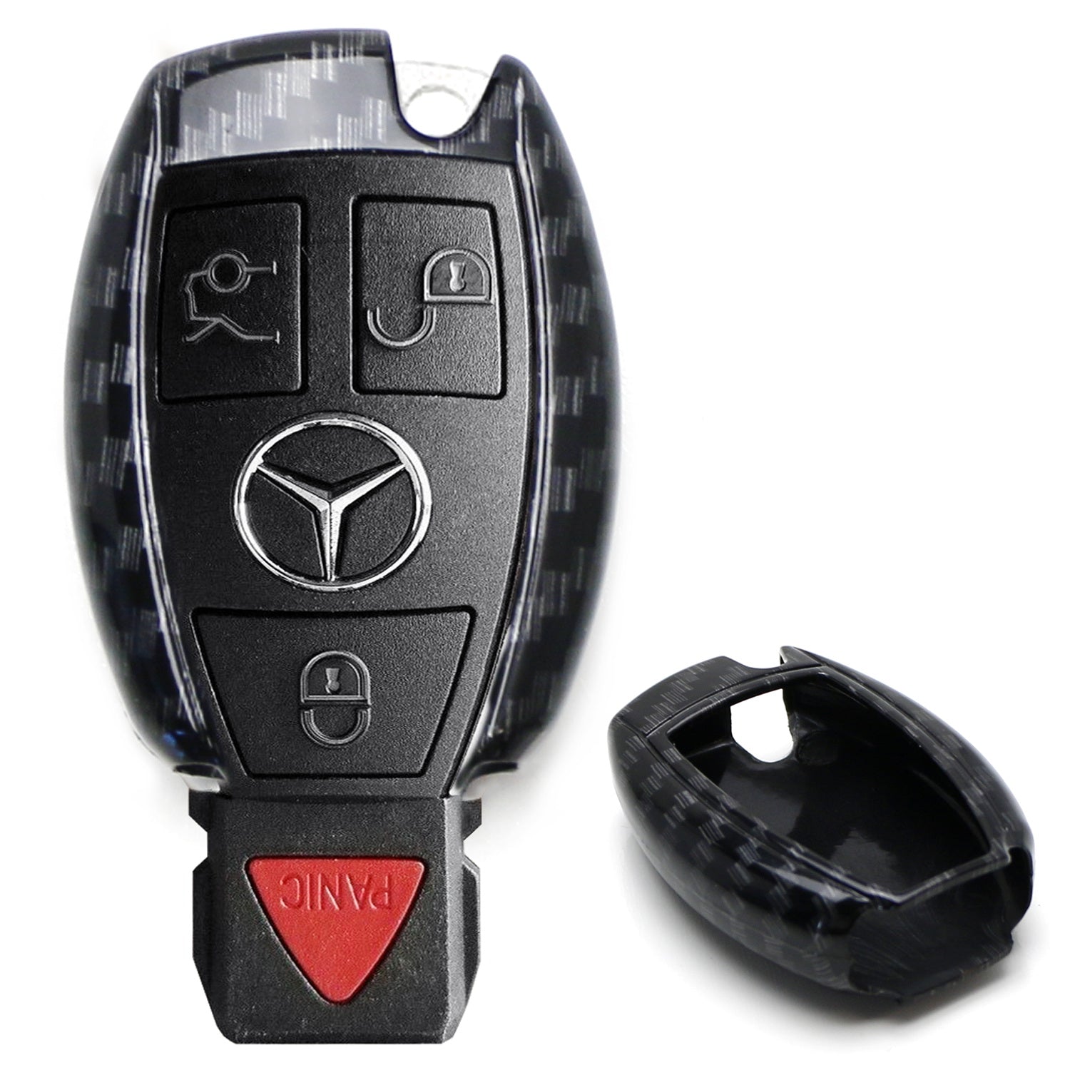 Premium Carbon Fiber Smart Key Fob Cover Replacement for Mercedes C/E/S/ML Class - Exact Fit & Durable Protection (Perfect for Daily Use, Gifting & Car Enthusiasts)