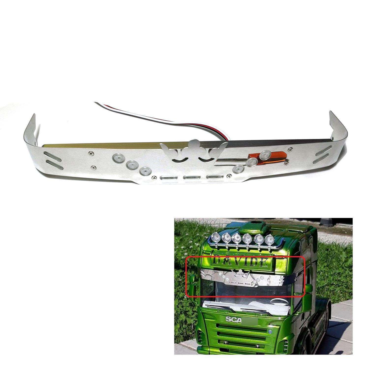 Metal Shine Resistance Cover with LED Light for 1/14 Tamiiya RC Tractor Truck Cars - Degree Remote Controlled Model Spare Part - Perfect for RC Car Enthusiasts & DIY Upgrades