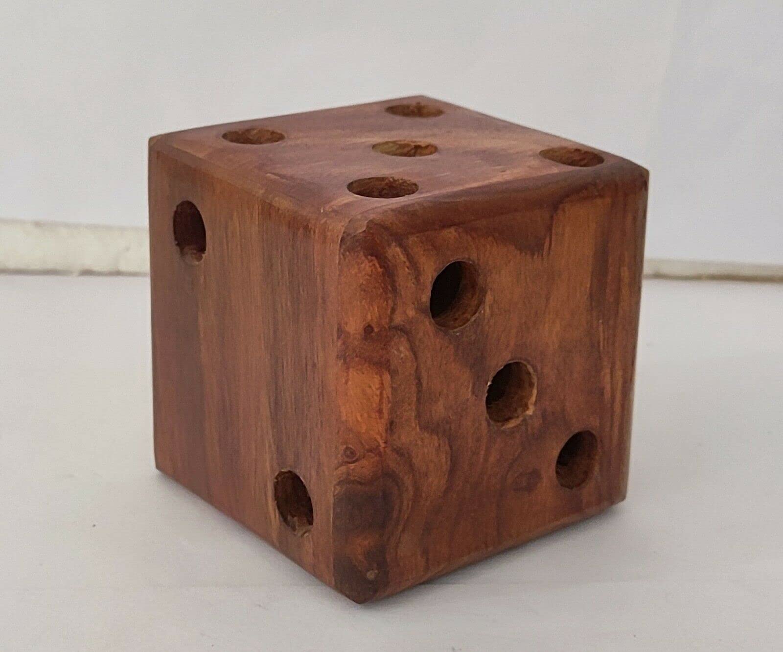 Brown Wooden Pen Holder - Handcrafted Desk Organizer for Office & School