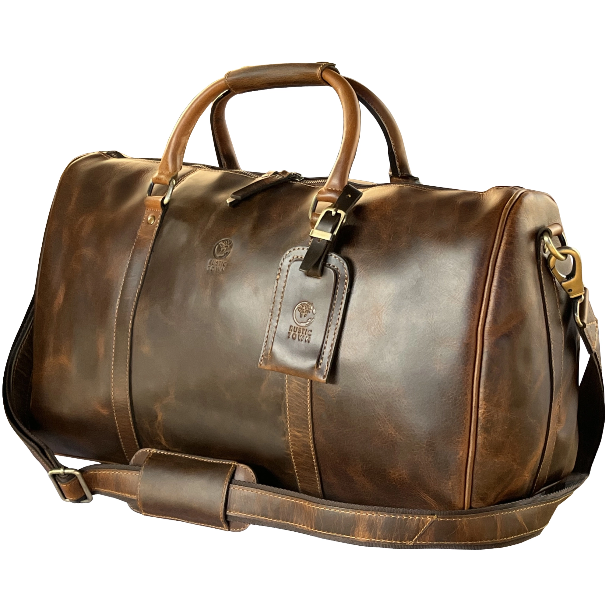 Premium Nando Adventure Leather Travel Duffle Bag for Men & Women - Waterproof Carry-On Weekender Bag with Shoulder Strap (Brown) - Perfect for Gym, Business Trips & Weekend Getaways