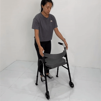 HappyWheels Lightweight Folding Travel Walker with Seat & Wheels - Ideal for Seniors, Elderly Mobility Aid for Indoor & Outdoor Use, Shopping, Park Walks