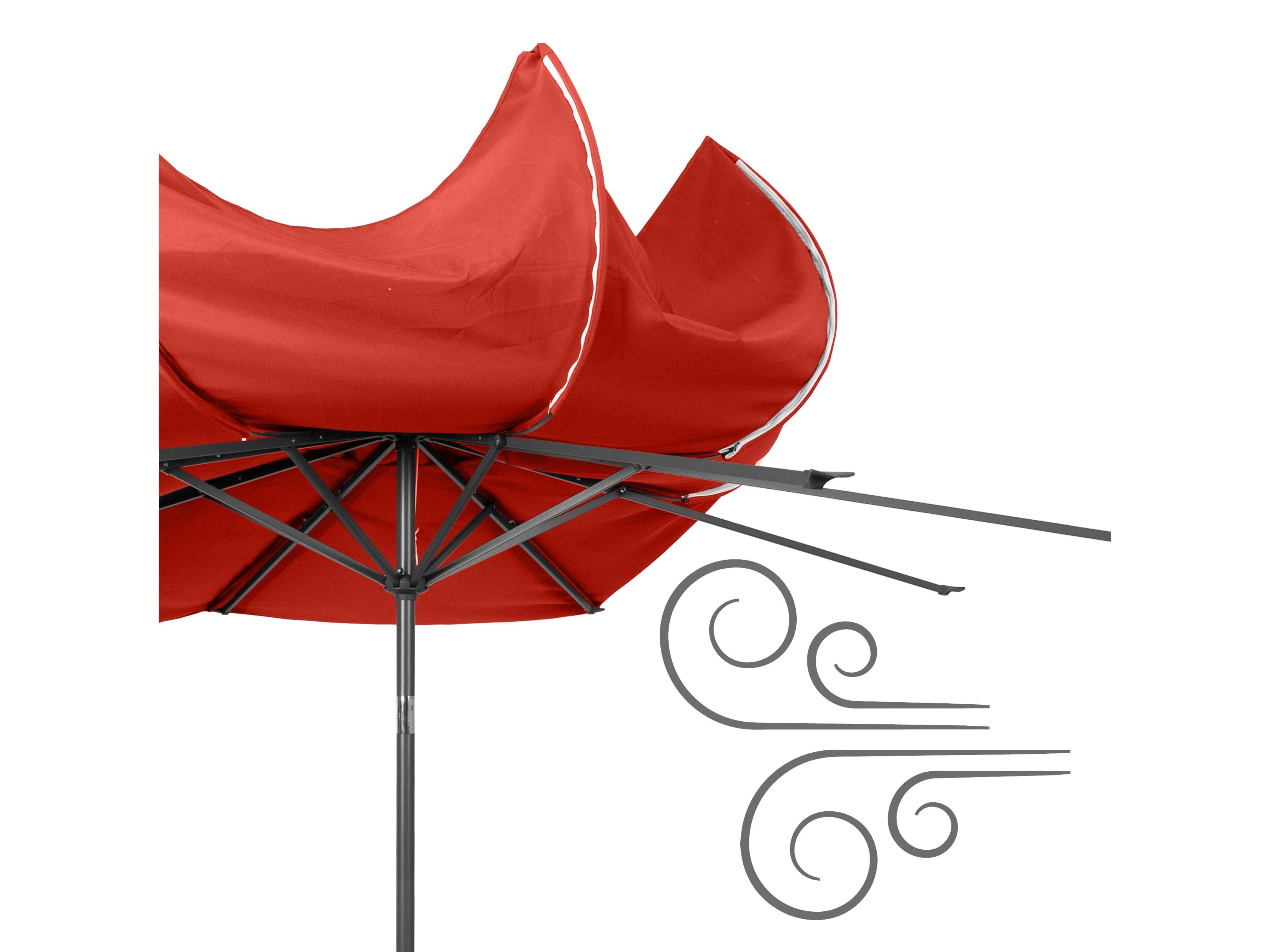 10ft Wind Resistant Crimson Red Patio Umbrella - Heavy Duty Outdoor Cantilever Market Umbrella for Poolside, Backyard, Garden & Patio Use