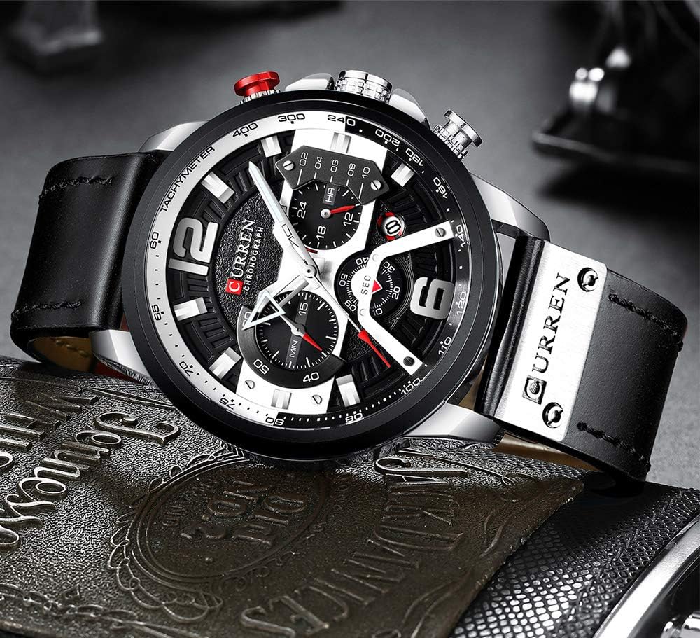 Luxury Men's Business Chronograph Watch - Waterproof Analog Quartz Wristwatch with Leather Strap | Perfect for Office, Formal Events & Everyday Wear