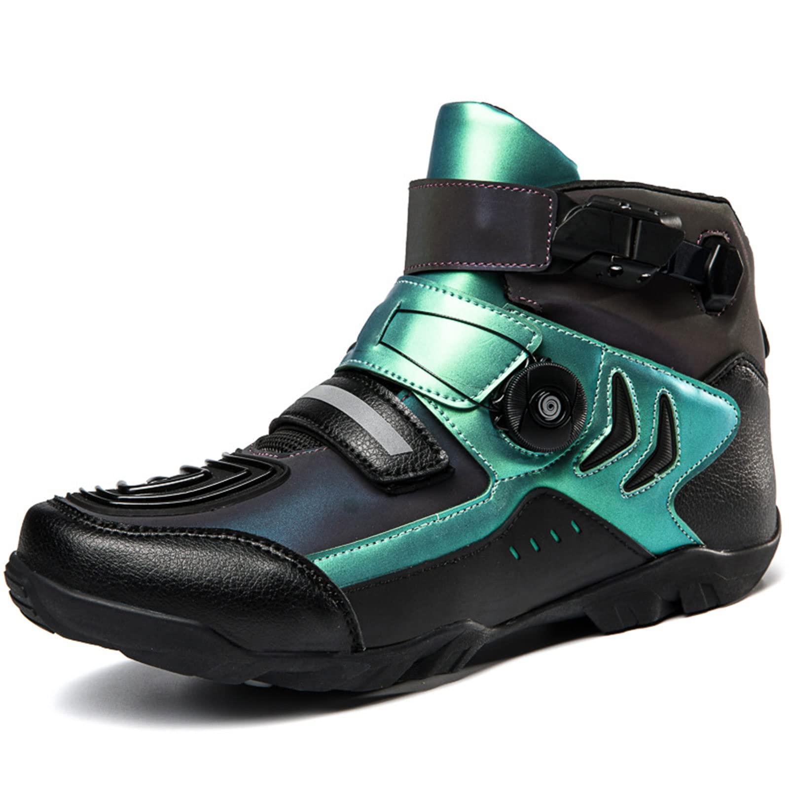 Unisex Motorcycle Boots - Motocross & Dirt Bike Shoes for Men & Women | Non-Slip, Breathable, Crash Protection | Night Reflective Safety | Outdoor Riding Gear (Green, Size 10) - Perfect for Off-Road Adventures & Night Riding