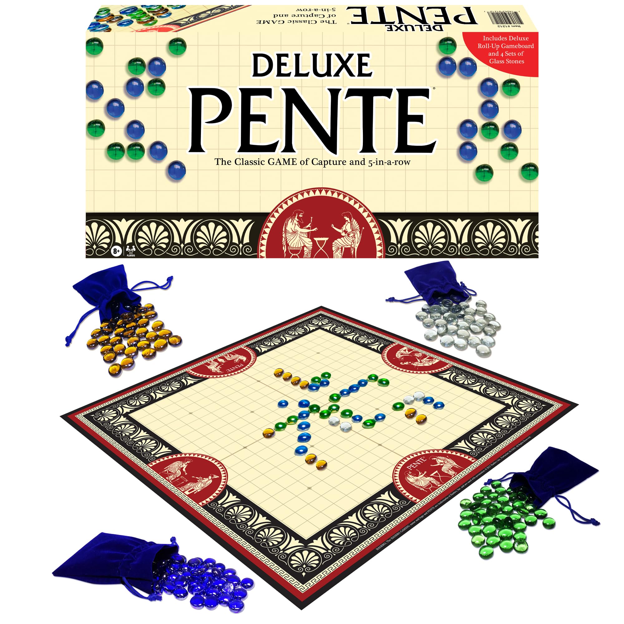 Deluxe Pente Board Game by Winning Moves Games USA - Classic Family Strategy Game for 2-4 Players, Capture Stones Game for Kids & Adults Age 8+ - Perfect for Family Game Nights, Parties & Educational Play