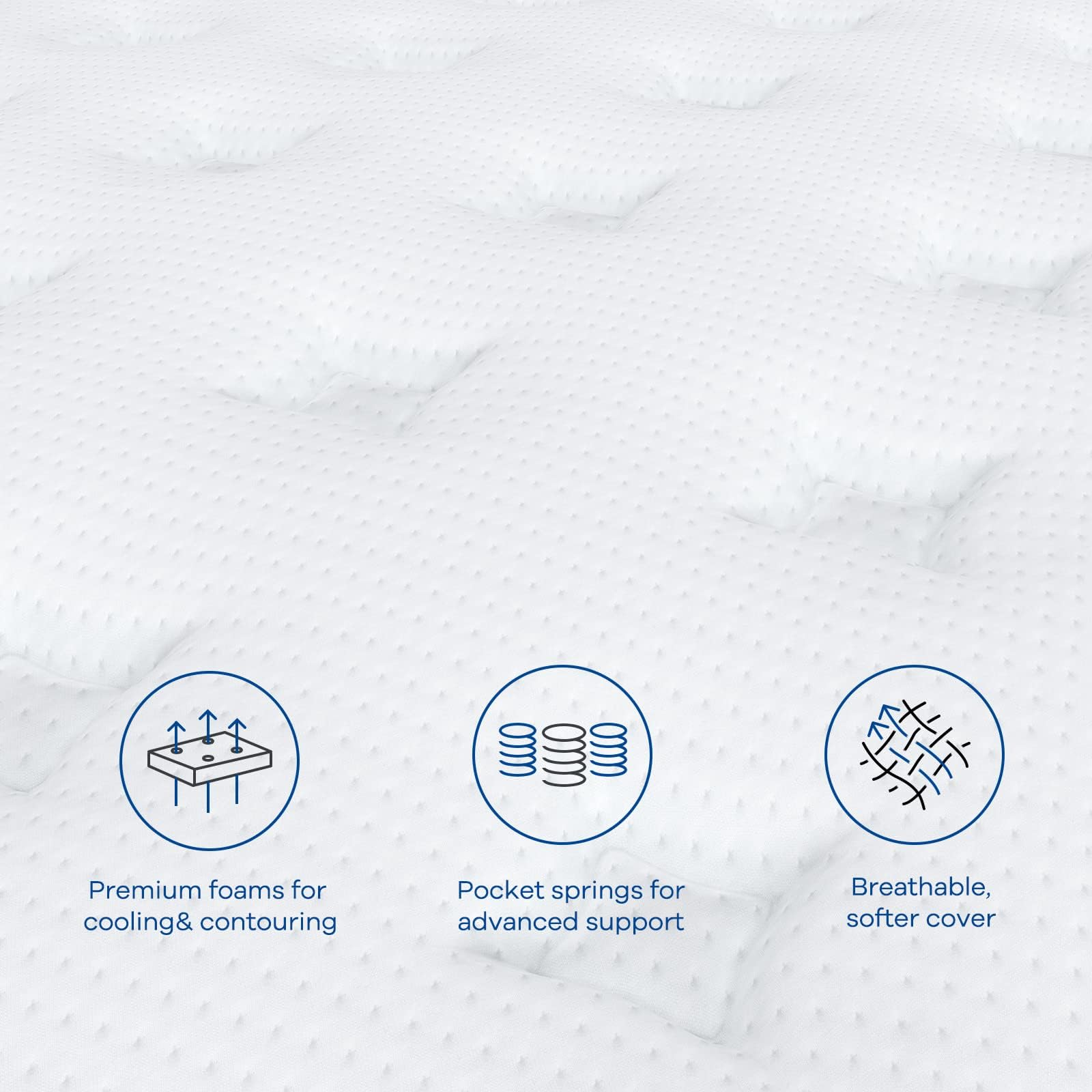 Coolvie 12 Inch Queen Size Hybrid Mattress - Firm Support with Strong Coils for Lumbar & Hip Relief, Cooling Knit Fabric Cover, CertiPUR-US Certified (80x60x12) - Perfect for Back Sleepers & Hot Sleepers, Bedroom Upgrade in a Box