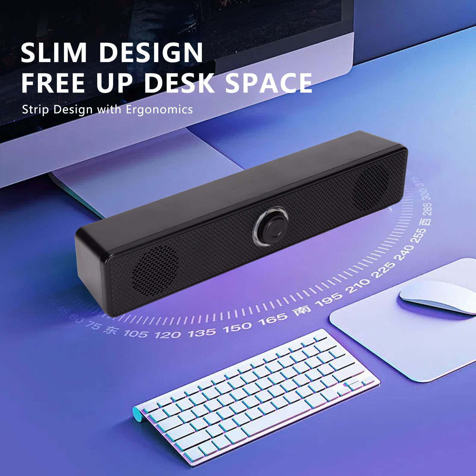 PUSOKEI Wired Computer Speakers with 3.5mm Input & USB Power, Volume Control Gaming Soundbar for PC, Desktop, Laptop, Monitor - Perfect for Home Office, Gaming, and Multimedia Use