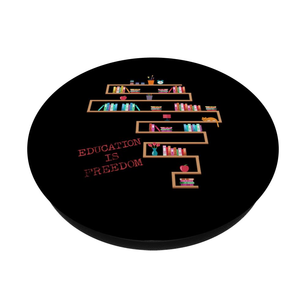 Africa Education Is Freedom Library Books Lover Readers Gift - PopSockets Standard PopGrip - Perfect for Book Lovers, Students & Educators - Ideal for Phones, Tablets & E-Readers