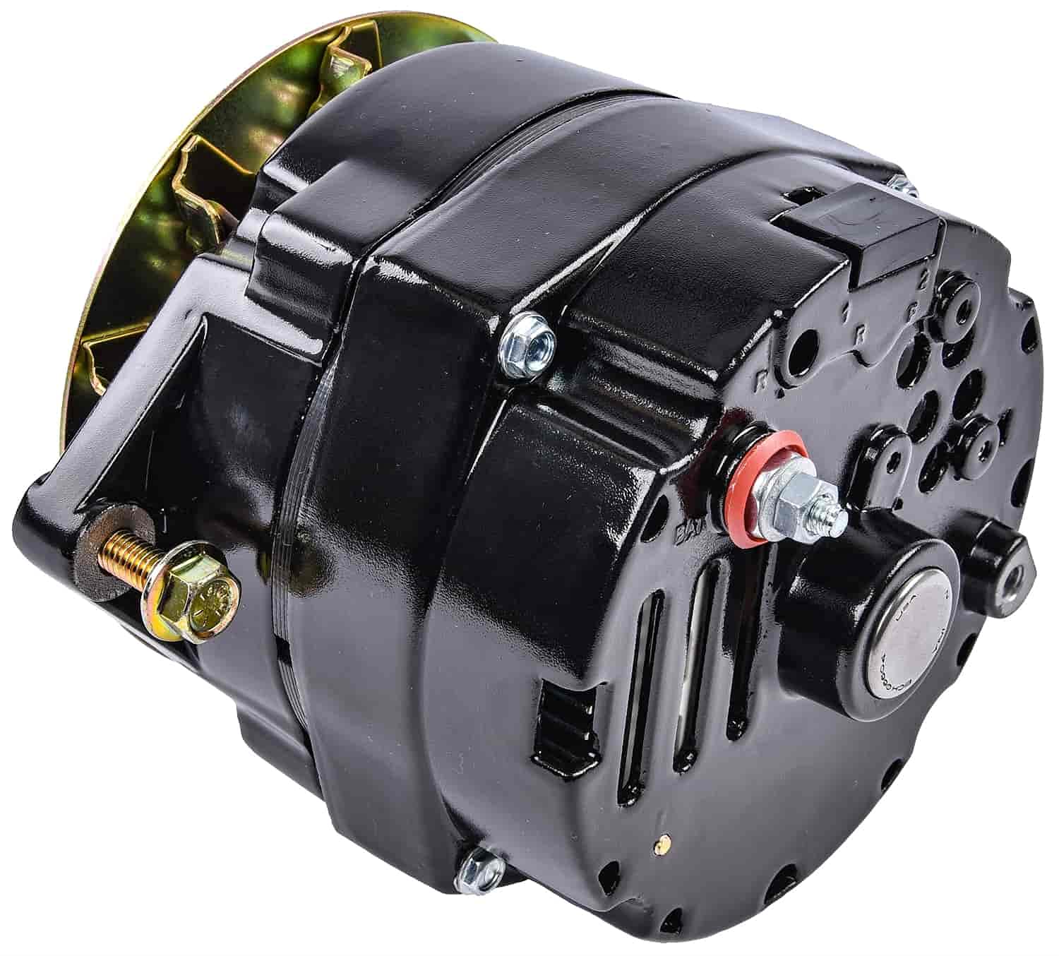 JEGS 1-Wire GM Alternator 100 Amp High Output - Made in USA - Black Finish - Single Groove V-Belt Pulley - Internal Regulator 12 Volt GM 10si - Perfect for Classic Car Restoration & Performance Upgrades