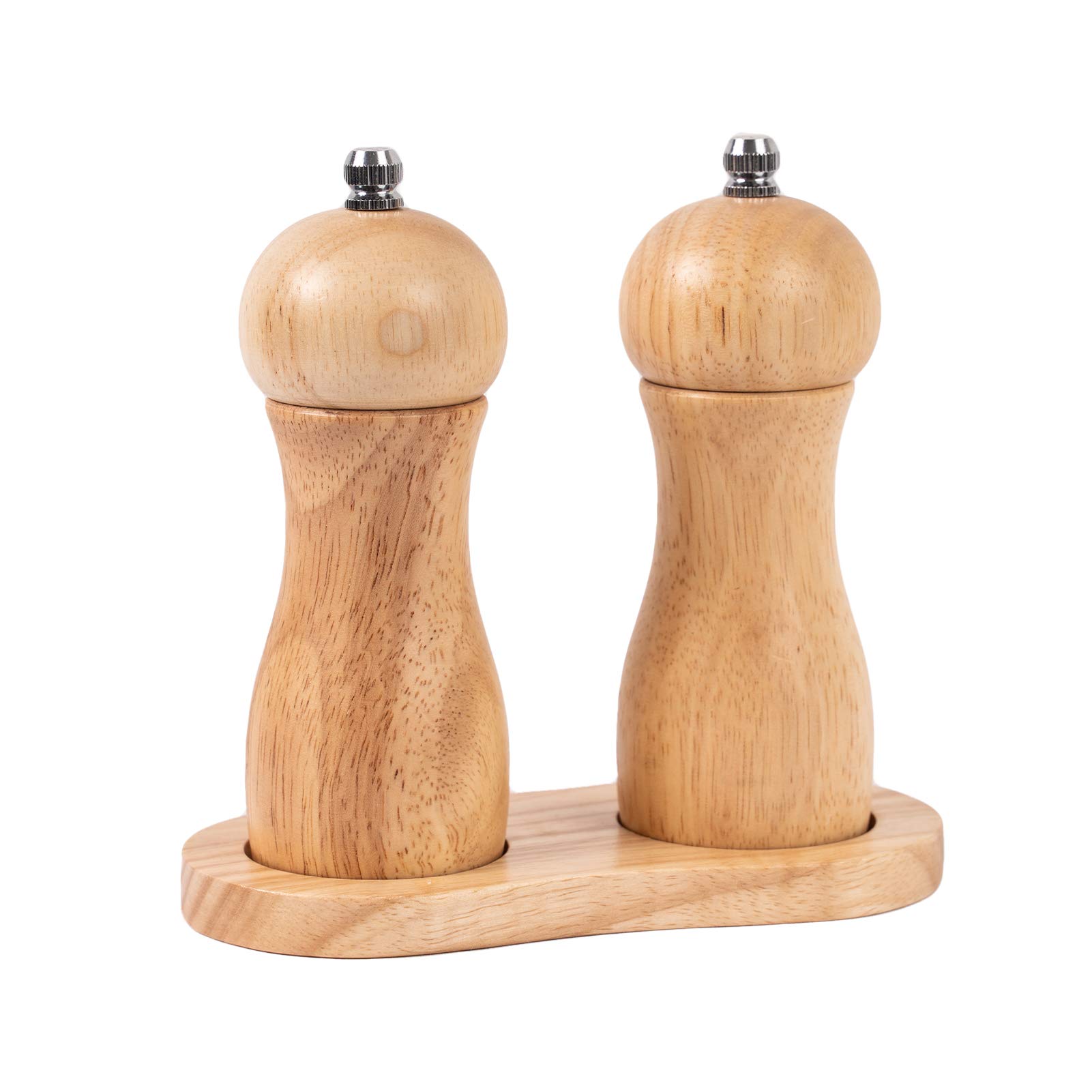 Premium Rubber Wood Salt and Pepper Mill Tray - 5cm Inner Diameter, Natural Dining Table Protector for Grinders | Perfect for Kitchen Countertops, Dining Tables & Gift Giving