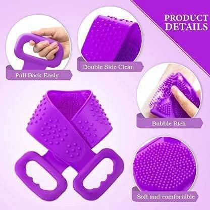 Premium PVA Silicone Body Scrubber - Exfoliating Bath & Shower Cleaning Belt (2-Pack) - Gentle Skin Exfoliation for Men & Women - Perfect for Spa, Gym & Travel Use