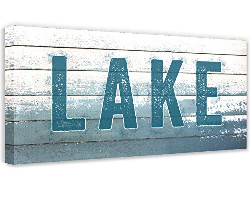 Lake Sign Canvas Wall Art - Premium Stretched on Heavy Wood Frame (24