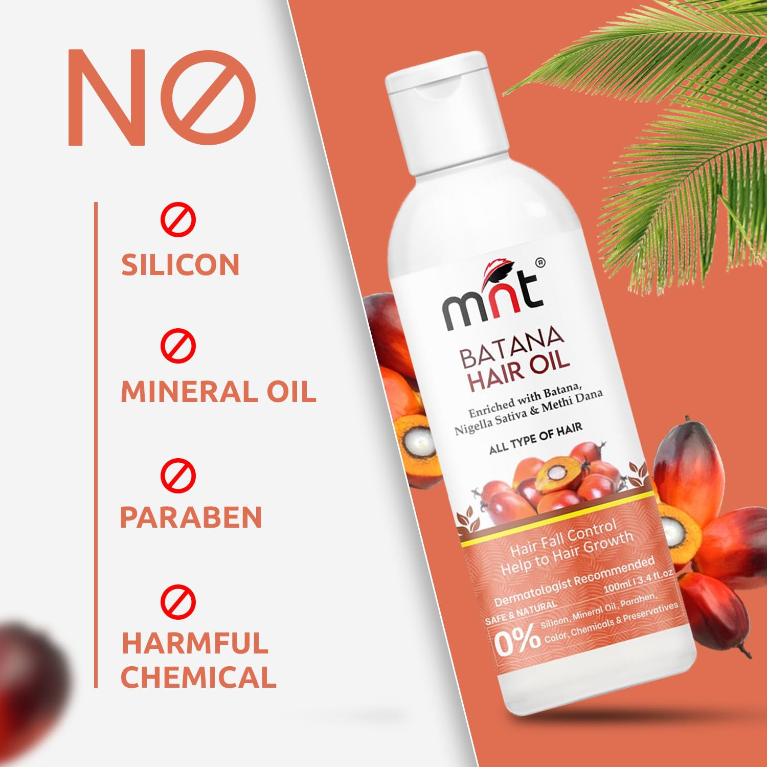 Pure Batana Oil for Hair Growth with Fenugreek & Curry Leaf Extract | 100ml Natural Hair Treatment for Thicker, Shiny, Stronger & Healthy Hair | Stops Hair Fall | Perfect for Daily Scalp Massage & Overnight Hair Mask