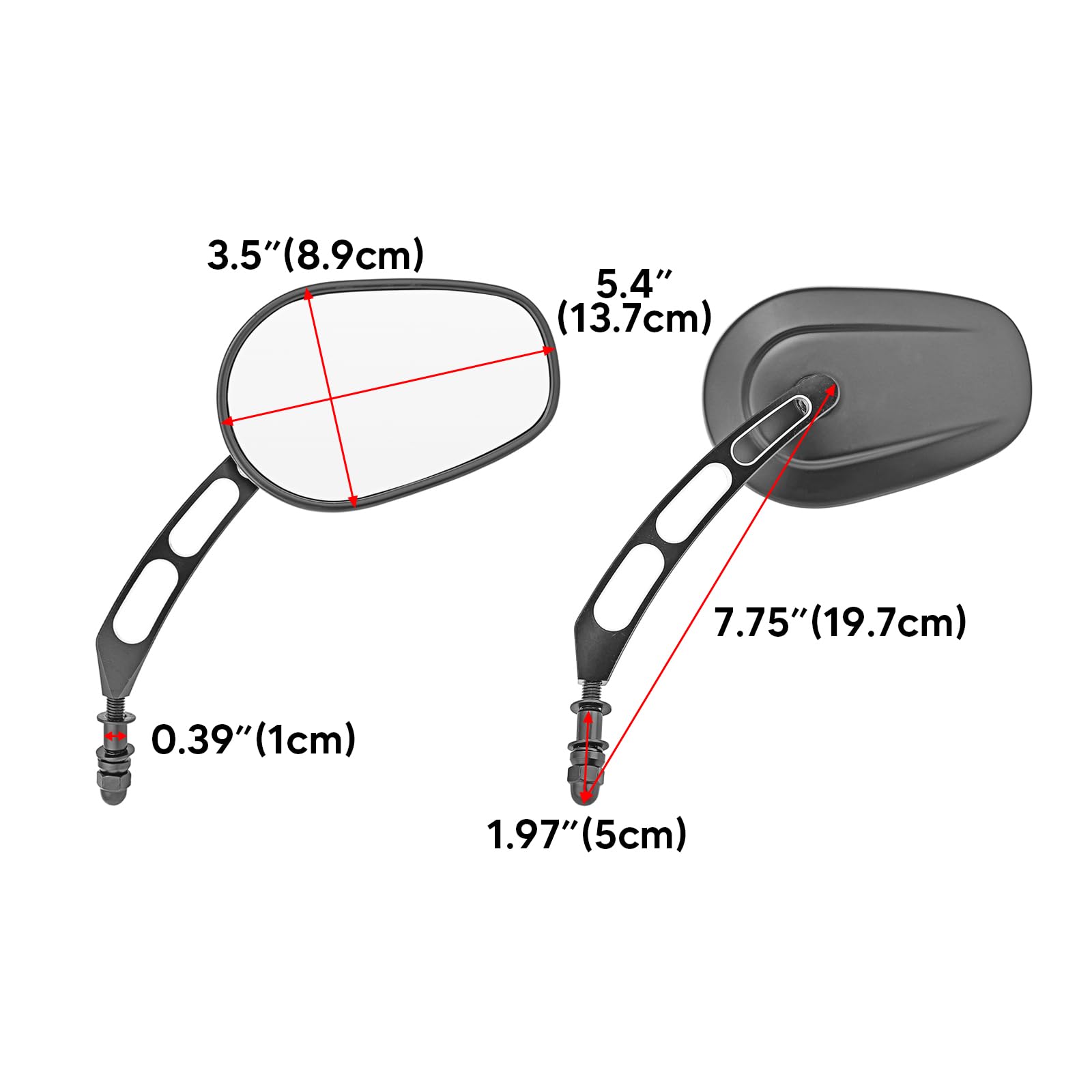 8MM Rear View Side Mirrors for Motorcycle - Hollow Handlebar Mount Mirrors Gloss Black - Compatible with Harley Sportster, Dyna, Softail, Touring, Electra, Street Glide, Road Glide, Road King - Perfect for Enhanced Safety and Style on Cruiser Bikes