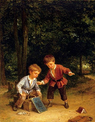 Playing Marbles by Andre Henri Dargelas - 20x25 Inch High Quality Canvas Art Print - Perfect for Living Room, Bedroom & Office Wall Decor