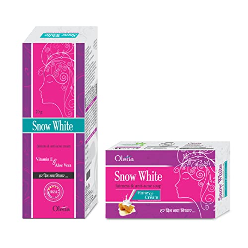 SnowWhite Acne & Anti-Aging Combo Pack - 1 Soap + 1 Cream for Clear Skin, Dark Spots & Wrinkles | Treats Pimples, Blackheads, Dark Circles & Stretch Marks | Perfect for Daily Skincare Routine & Gift Sets