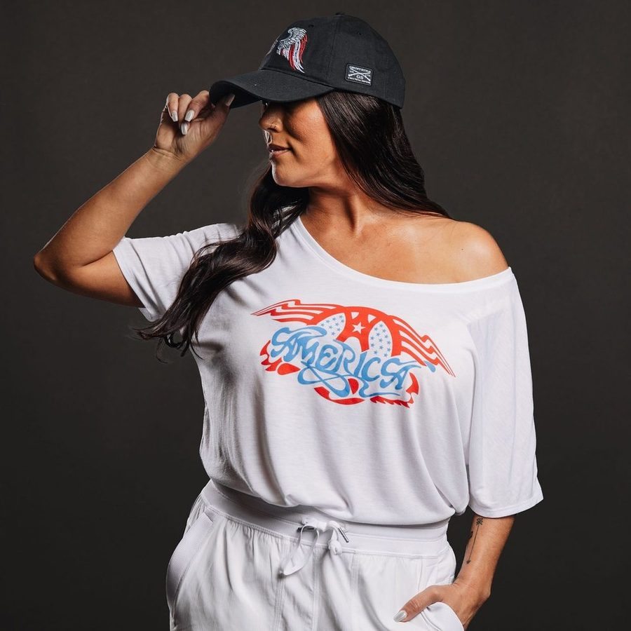 Women's AeroAmerica Slouchy Fit T-Shirt - Soft Relaxed Oversized Tee for Casual Wear | White Cotton Shirt for Everyday Outfits & Lounge Comfort