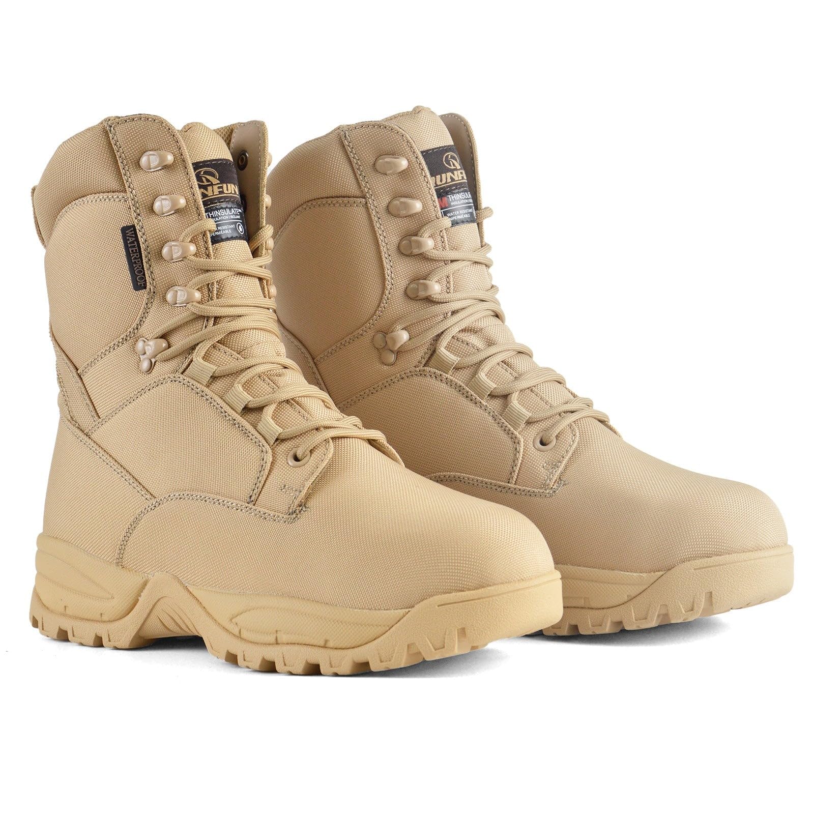 Men's Waterproof Military Tactical Boots - Lightweight 8 Inch Insulated Work Boots with 400g Thinsulate - Breathable Hiking Shoes for Outdoor Activities, Hunting & Winter Work