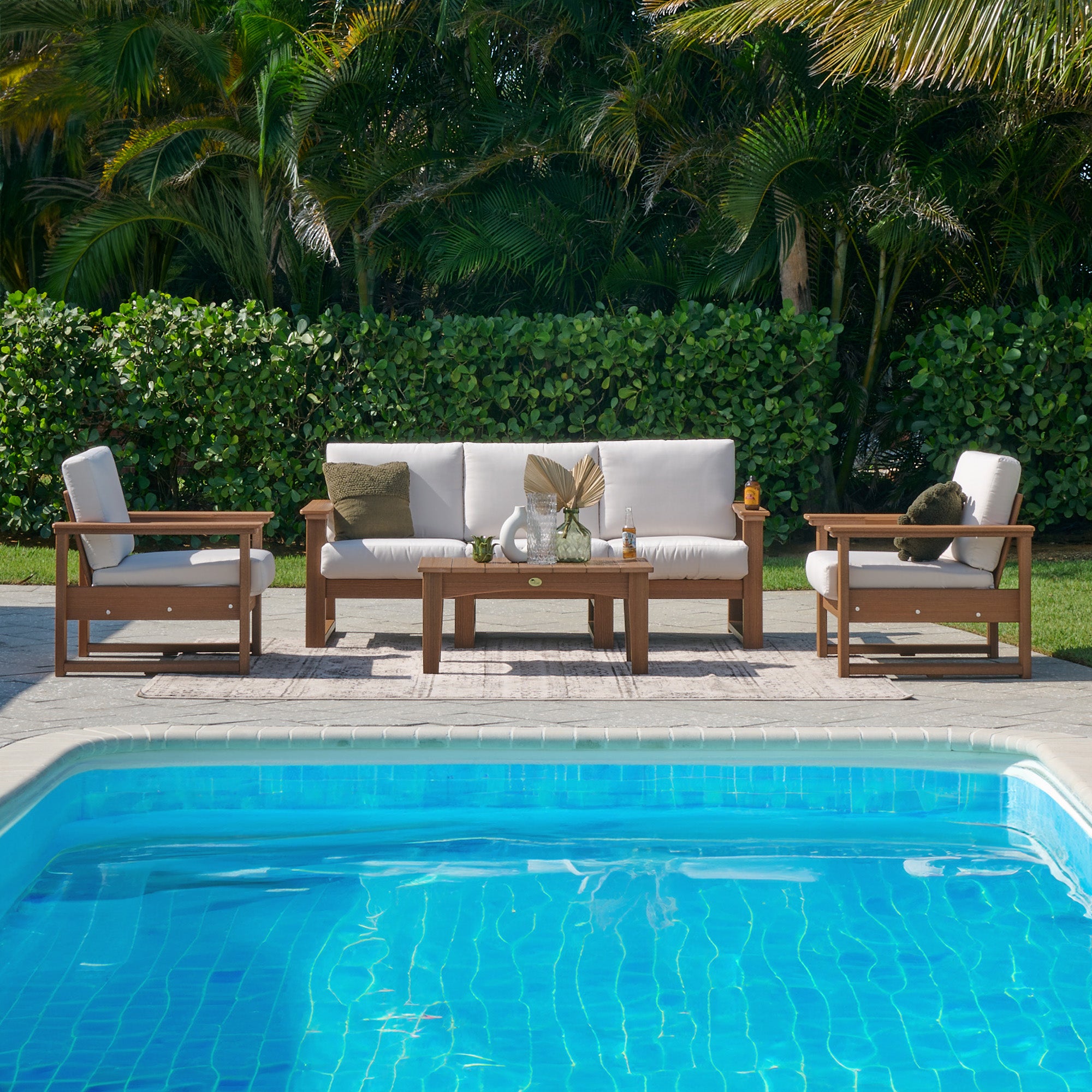 Lanai Deep Seating Chair Set - Outdoor Patio Sofa, Loveseat & Corner Unit for Relaxing - Perfect for Poolside, Garden or Backyard Lounging