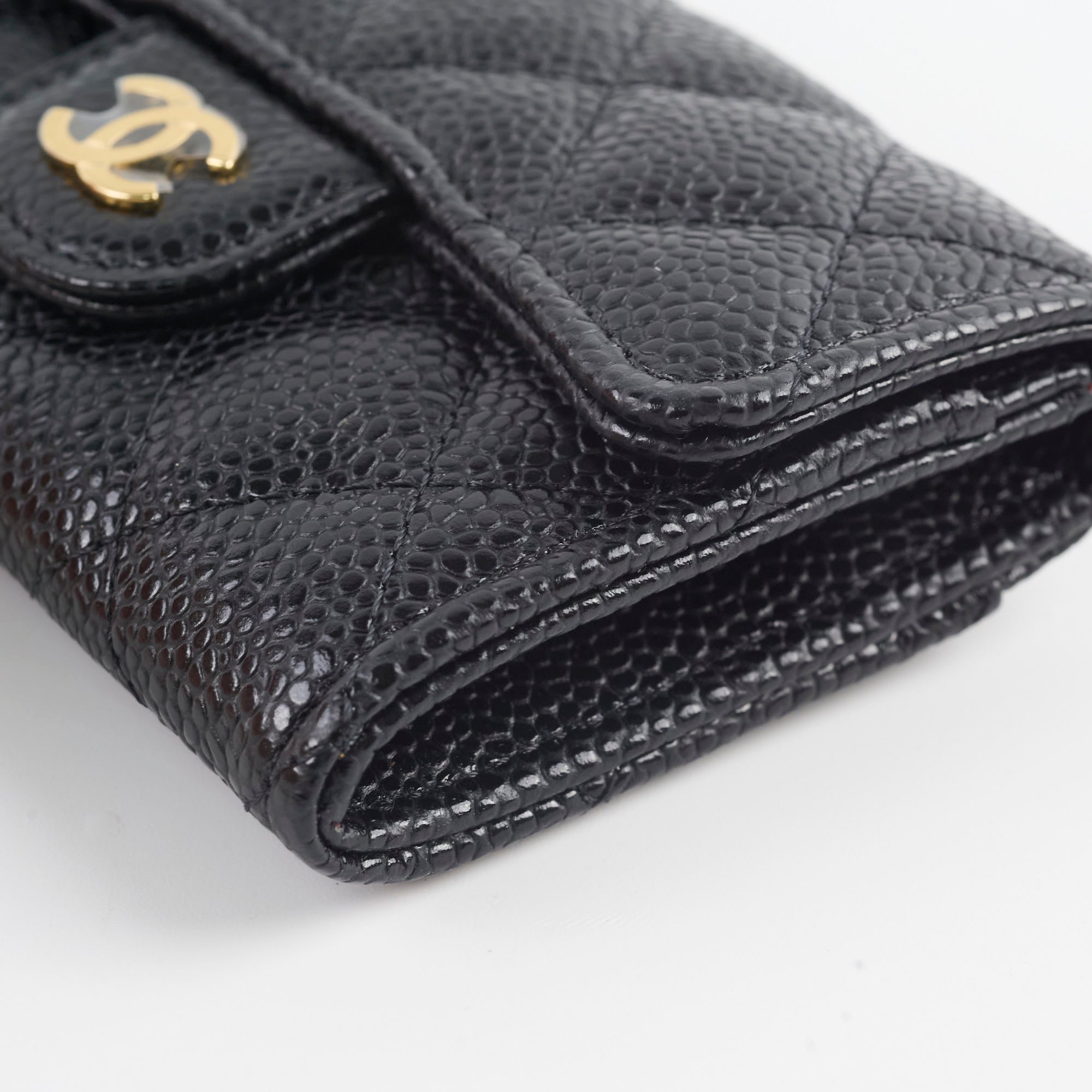 Chanel Caviar Quilted Leather Card Holder Wallet - Black | Luxury Compact Credit Card Case for Women | Perfect for Everyday Use, Travel & Gifting