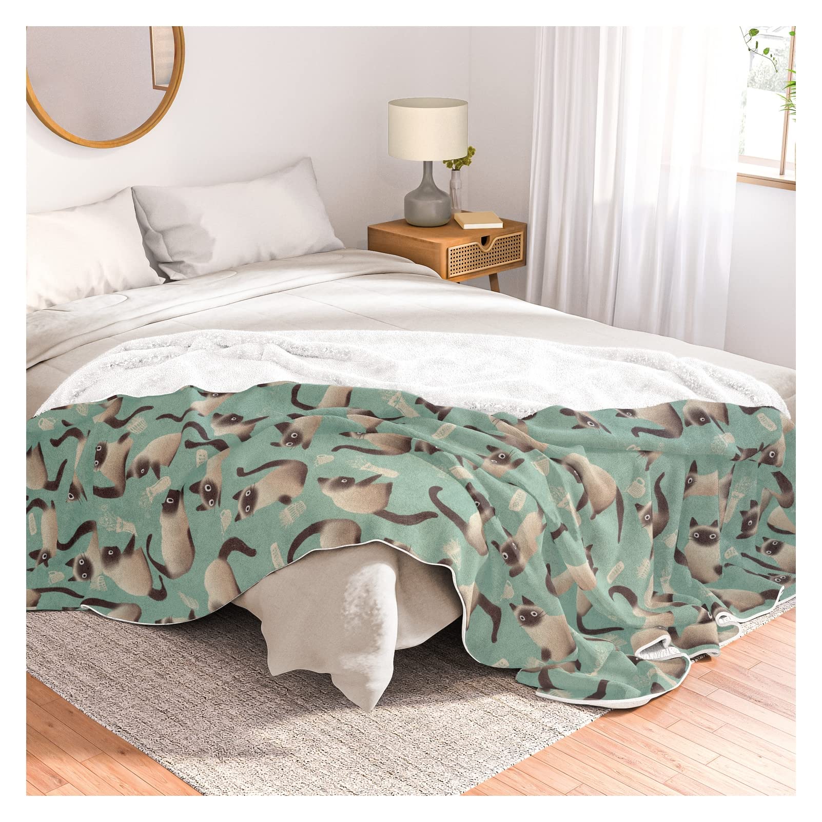Tanyadraws Bad Siamese Cats Knocking Stuff Over Throw Blanket - 88