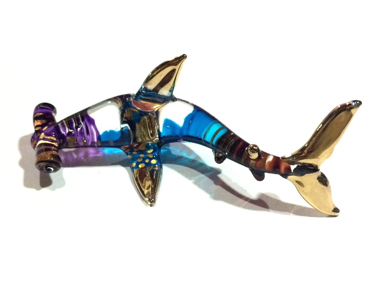Handmade Hammerhead Shark Glass Figurine - Marine Decor for Home & Office