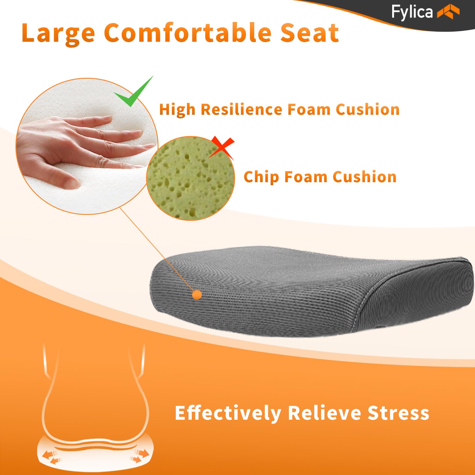 FYLICA Mesh Office Chair No Wheels - Breathable Mid Back Chair for Conference & Reception Rooms (Grey) - Ergonomic Comfort for Long Hours