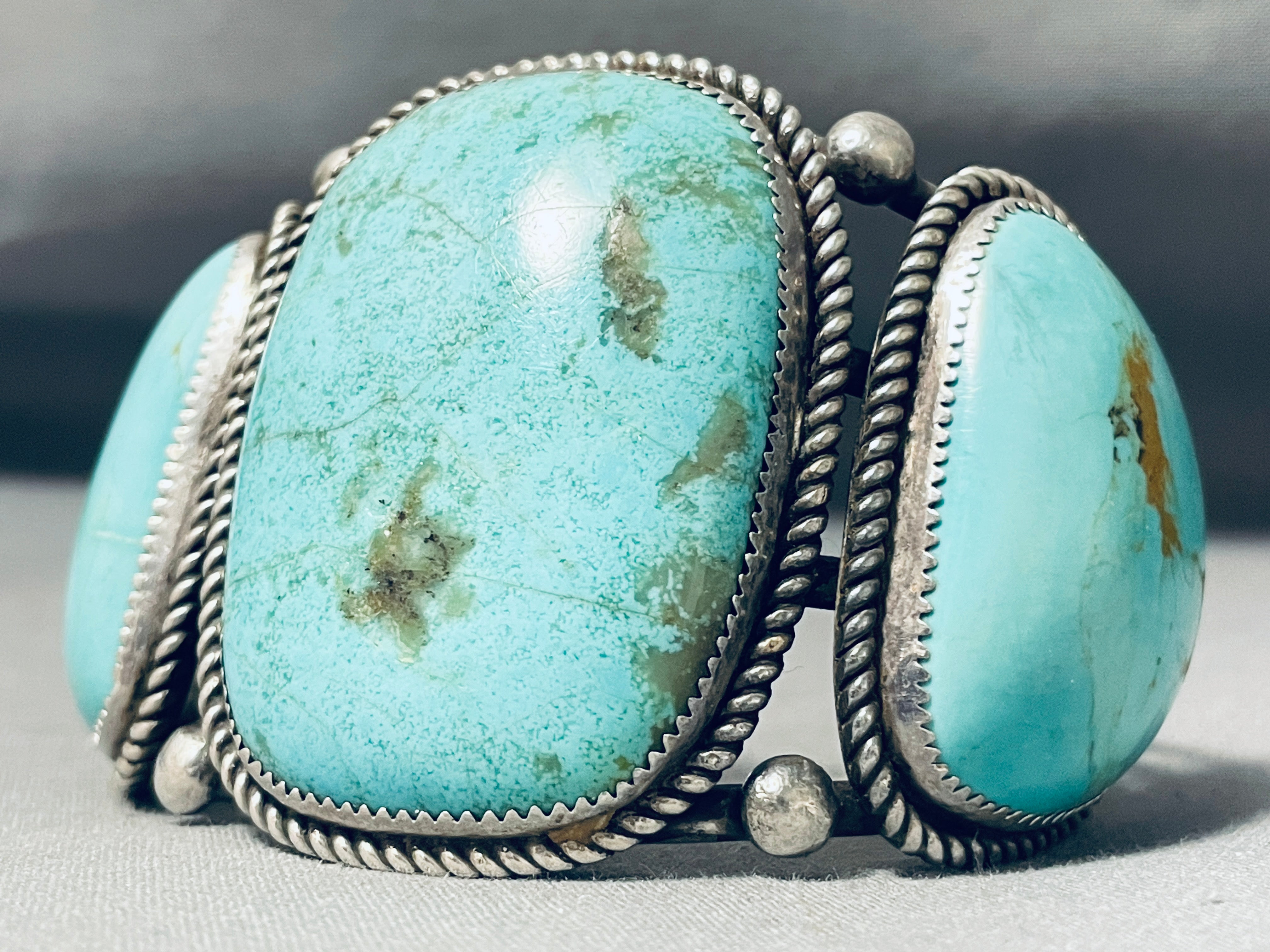 Vintage Navajo Chunky Turquoise Sterling Silver Bracelet - 116g Handmade Native American Jewelry for Women, Boho Fashion & Gift Ideas