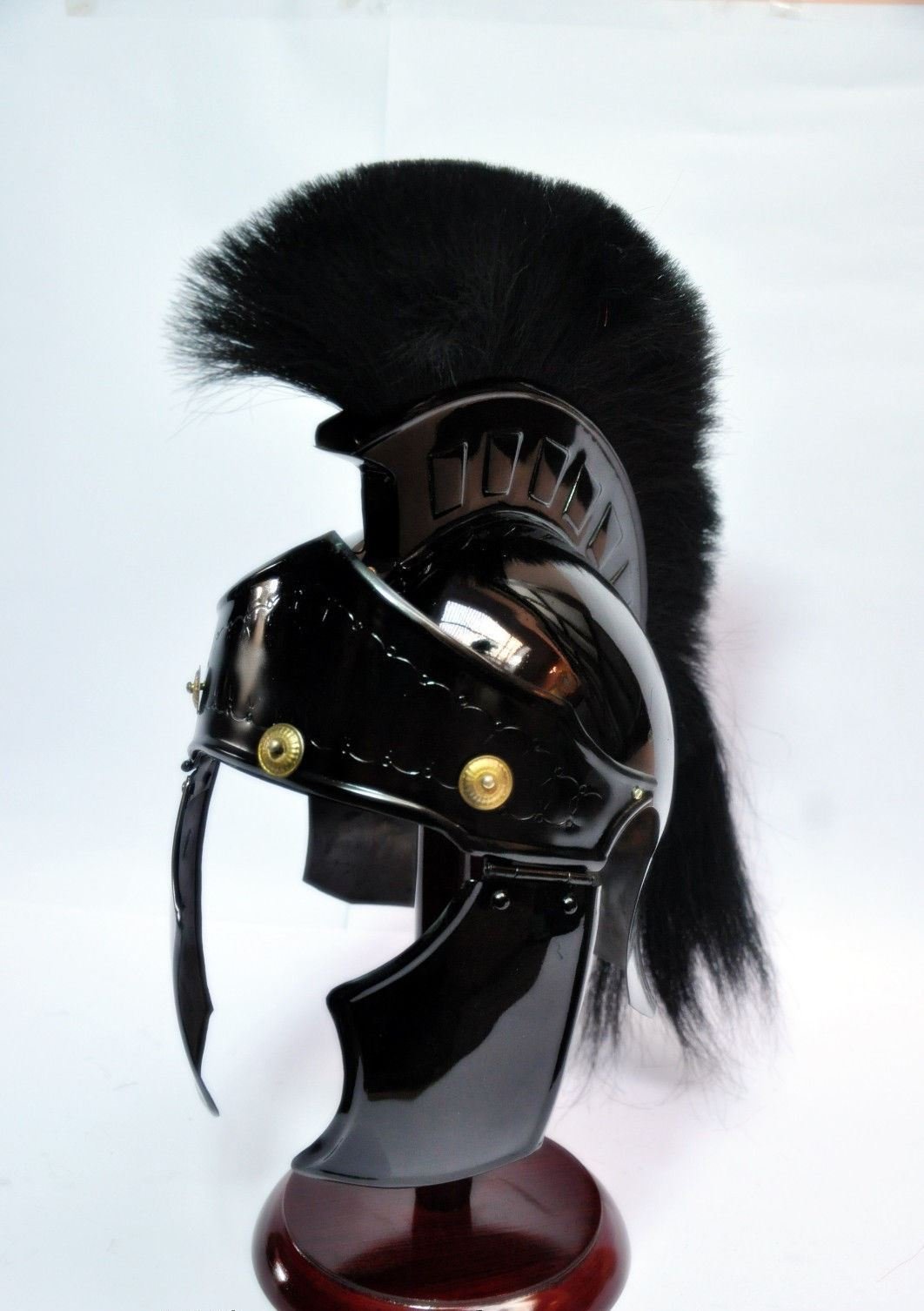 Authentic Spartan Helmet - Medieval Roman Armor Costume with Black Plume for Cosplay, Halloween & Historical Reenactments | Max Engineering Enterprises Greece