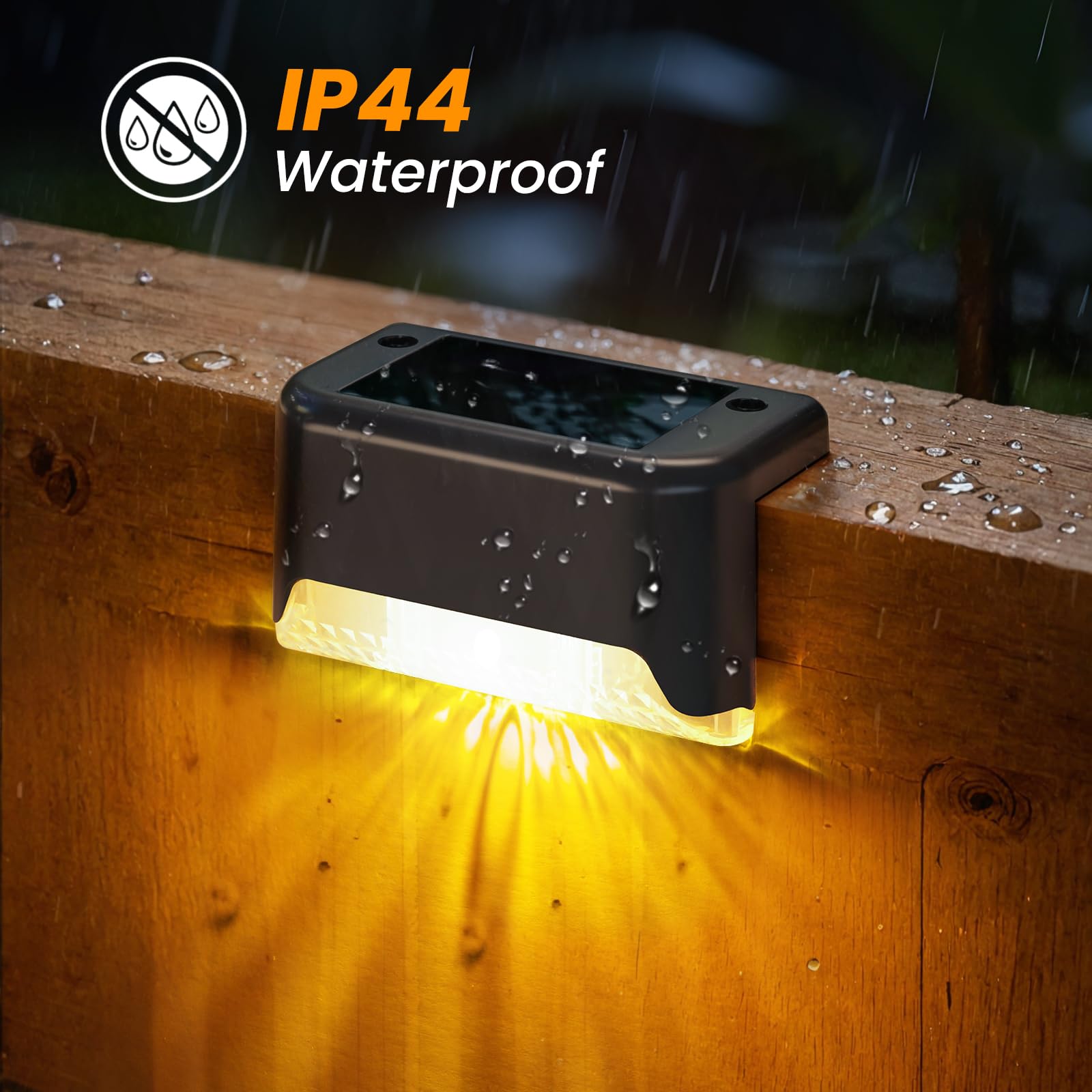 APONUO 16 Pack Solar Deck Lights - Waterproof Outdoor LED Solar Step Lights for Stairs, Fence, Backyard & Patio (Warm White) | Perfect for Pathway, Garden & Landscape Lighting at Night