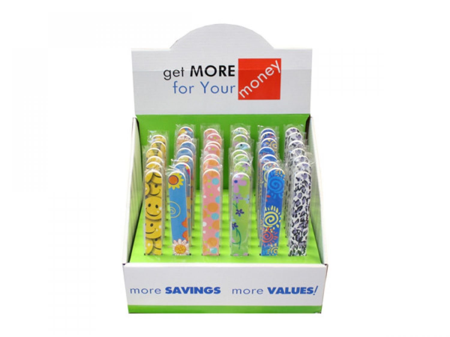 Stylish & Fun Nail Files Countertop Display - Set of 96 Professional Nail Tools for Salons & Home Manicures | Durable Nail Care Accessories for Beauty Shops, Spas & Personal Use