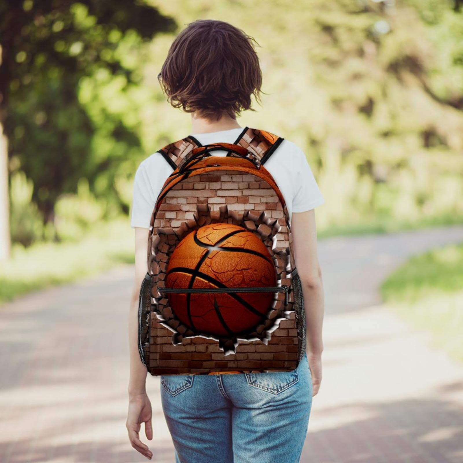 Stylish Travel Backpack for Women & Men - Durable Basketball Wall Texture Design - Perfect for Work, Gym, Hiking & Daily Commute