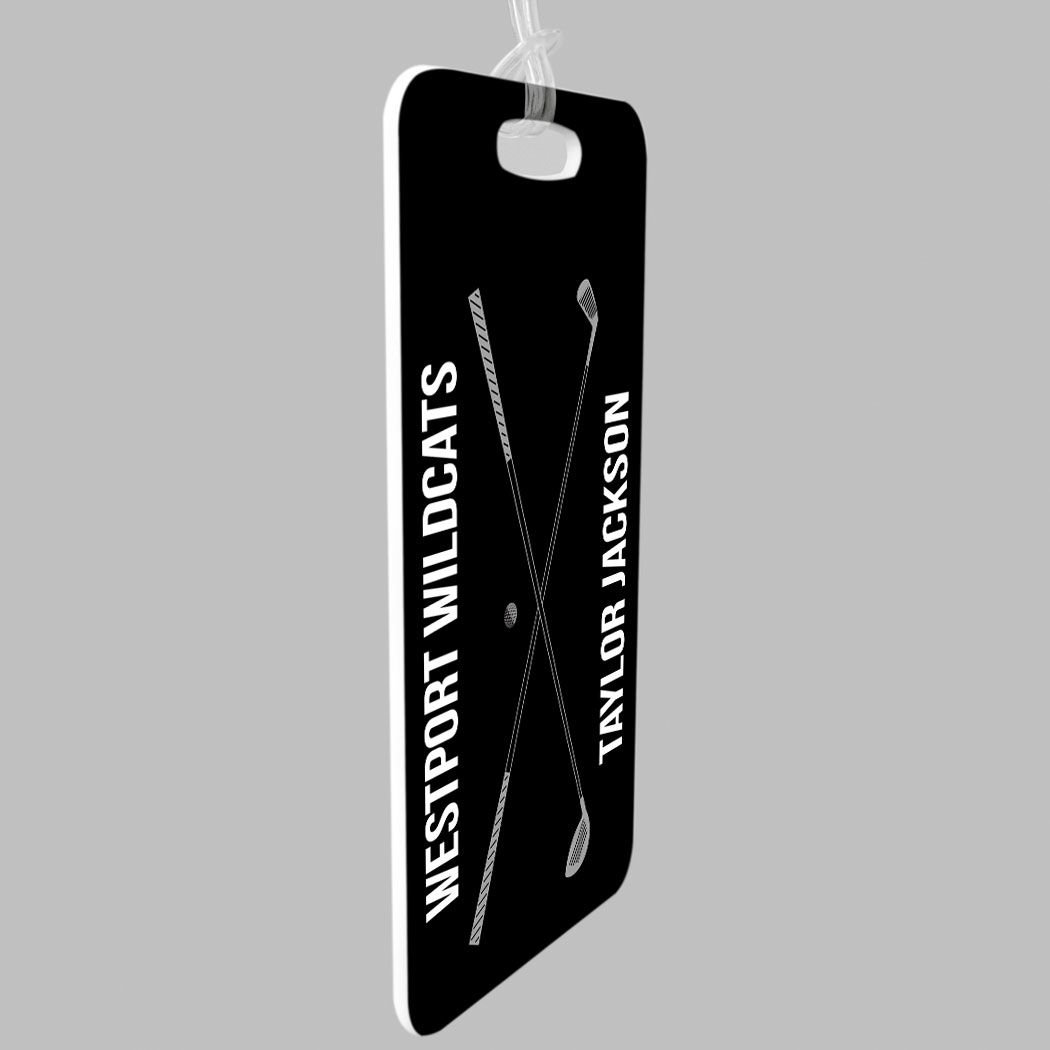 Personalized Golf Bag Tag with Crossed Golf Clubs Design - Small Black/Gray Luggage Tag for Golfers | Perfect for Golf Travel, Tournaments & Club Identification | ChalkTalkSPORTS