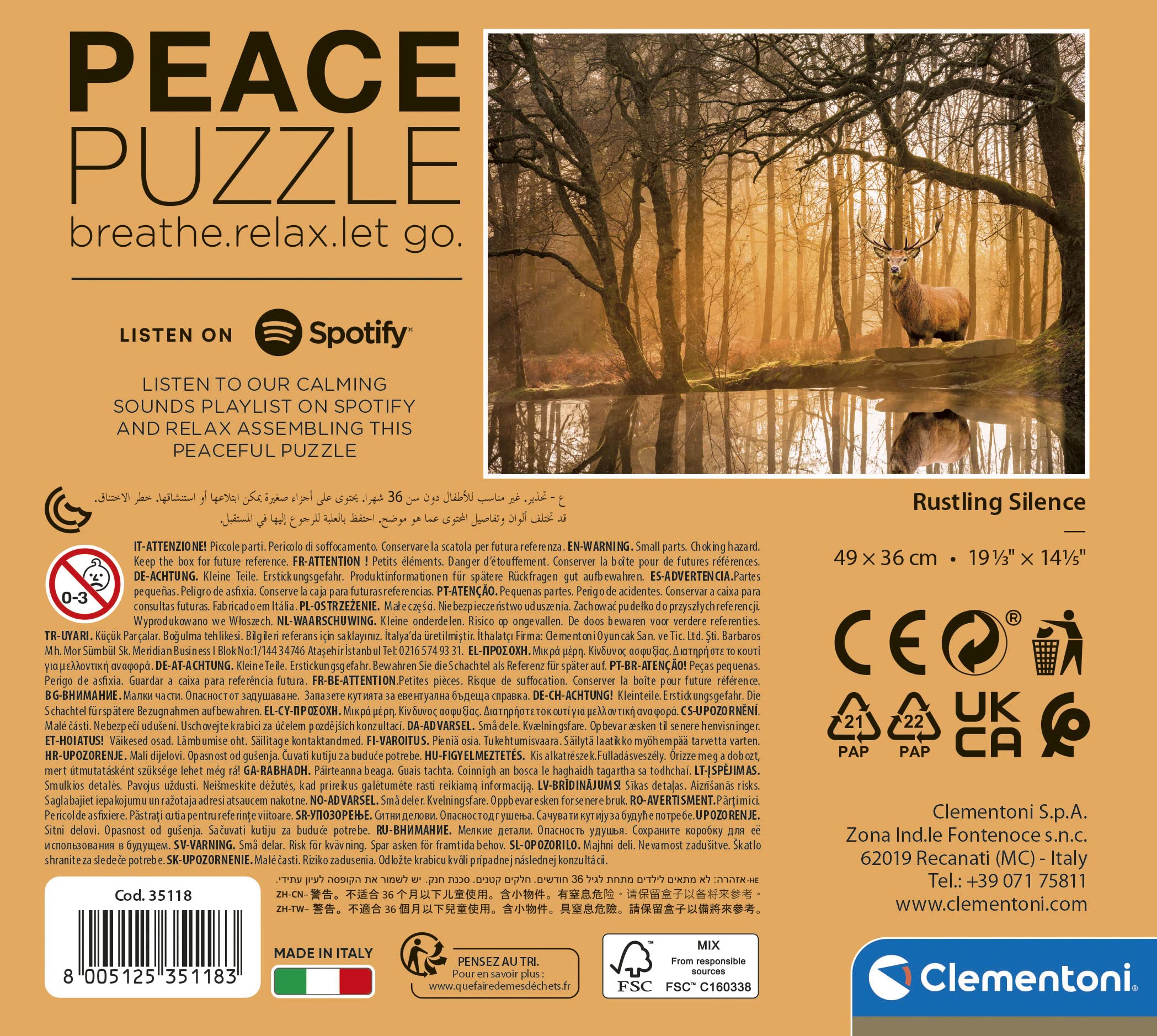 Clementoni 500-Piece Peace Puzzle - Rustling Silence - Premium Italian-Made Jigsaw Puzzle for Adults | Perfect for Relaxation, Stress Relief & Home Decor
