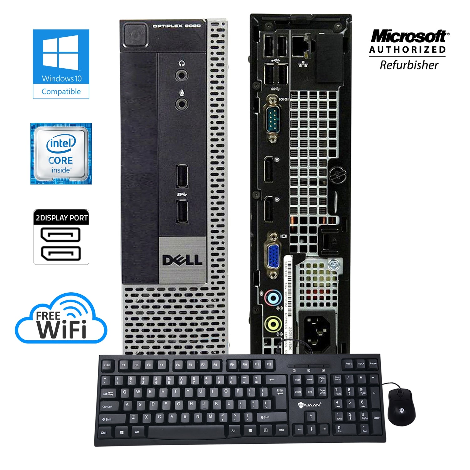 Dell OptiPlex 9020 USFF Desktop PC - Intel Quad Core i5-4590S 3.7GHz, 8GB DDR3 RAM, 128GB SSD, Windows 10 Pro 64-bit | HDMI, DisplayPort, VGA, DVD RW, USB WiFi | Compact Small Form Factor for Home Office, Business & Workstations