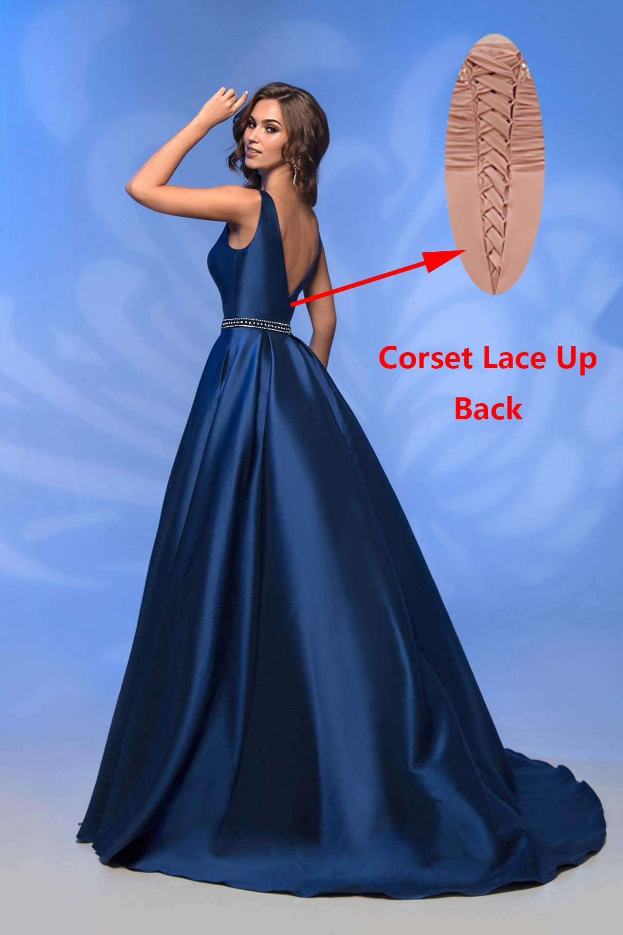 Elegant 2024 Women's Prom Dresses Long Satin A-Line Sleeveless Formal Evening Gowns with Pockets - Perfect for Homecoming, Wedding Guest, and Black Tie Events