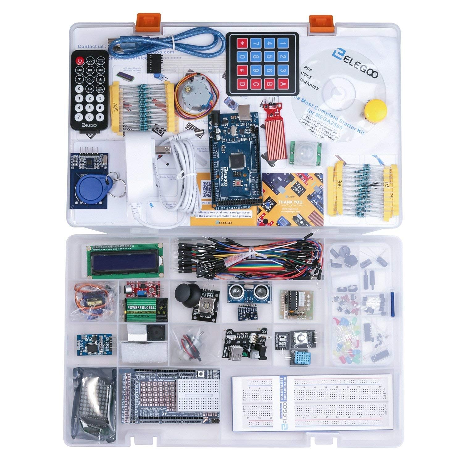 ELEGOO Mega R3 Project Starter Kit - Complete Arduino Compatible Kit with Tutorial for DIY Electronics, Robotics & STEM Learning | Perfect for Beginners, Makers & Educators