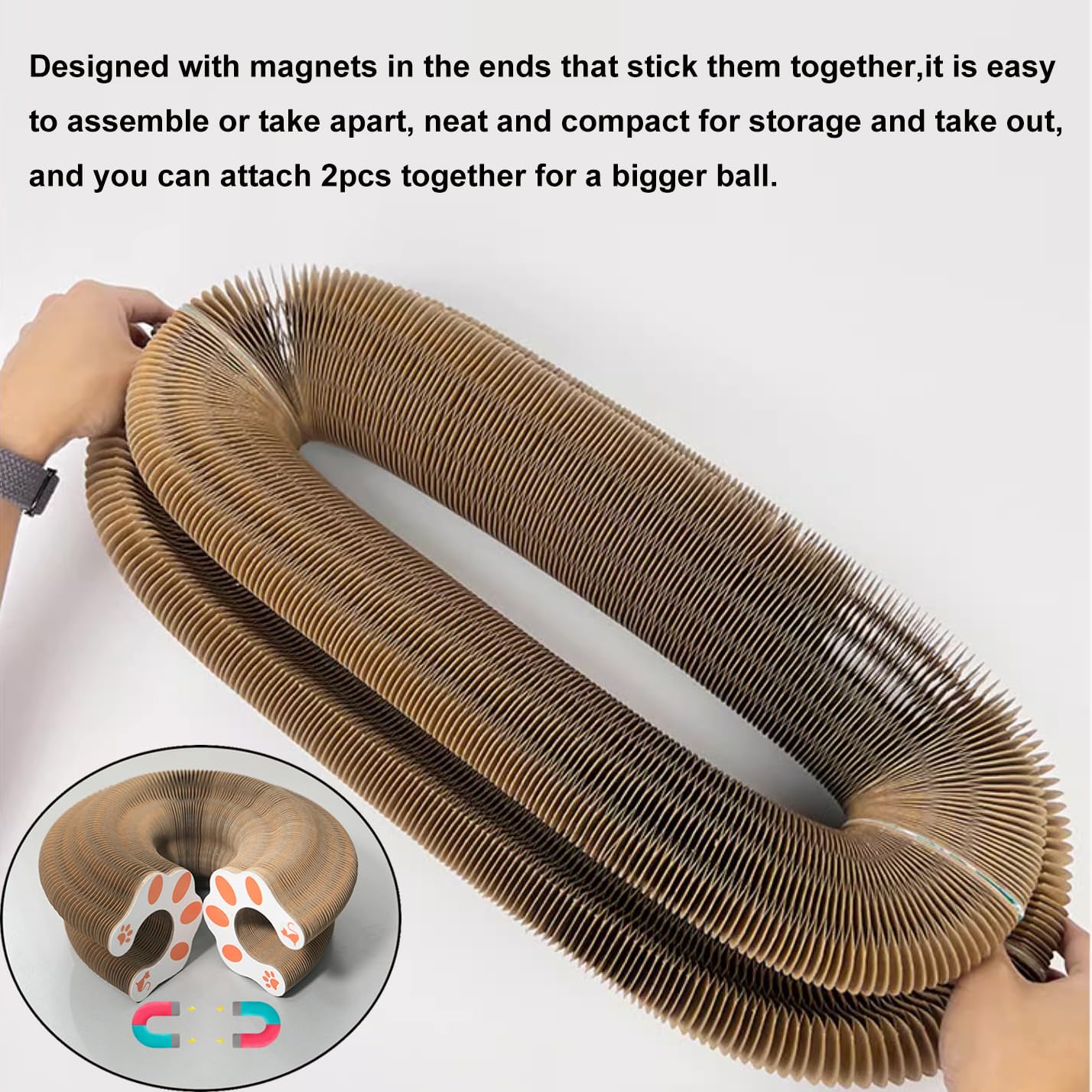 2-Pack Magic Organ Cat Scratcher Board with Interactive Ball - Foldable Cardboard Scratching Pad for Kittens & Small Pets - Durable Cat Toy for Exercise & Play - Perfect for Home, Office & Travel Use