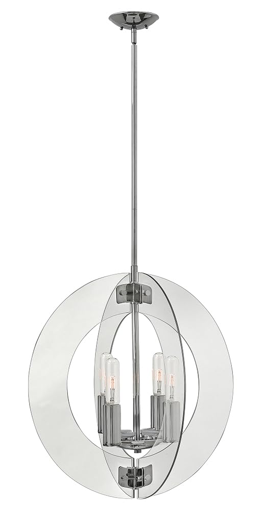Fredrick Ramond FR47506PCM 4-Light Modern Crystal Chandelier - Elegant Ceiling Lighting Fixture for Dining Room, Bedroom, or Entryway
