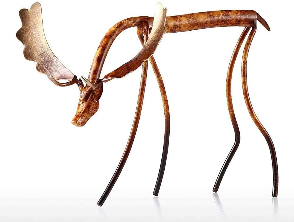 Handcrafted Iron Moose Head Sculpture - Rustic Metal Animal Statue for Garden, Lawn, and Home Decor | Unique Outdoor & Indoor Artwork for Cabin, Lodge, or Farmhouse