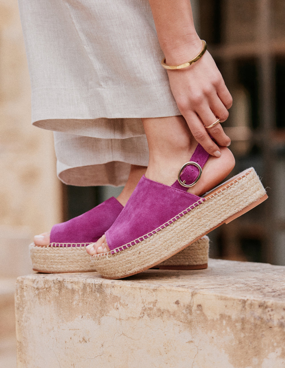 Women's Magenta Suede Espadrilles - Comfortable Summer Sandals for Beach, Casual Outings & Vacation Wear