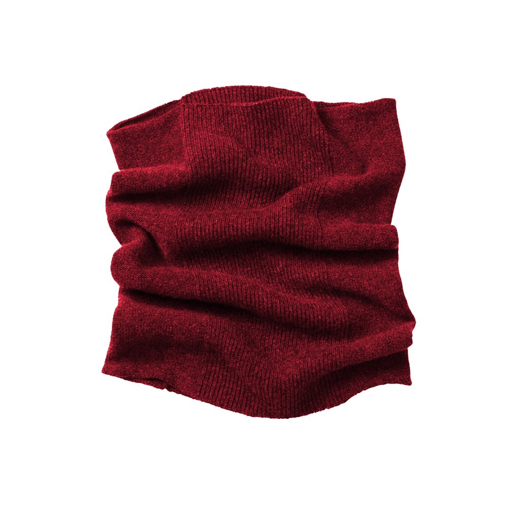 Parisbonbon Men's 100% Cashmere Ribbed Neck Warmer Scarf - Dark Red One Size - Winter Warm Accessory for Outdoor Activities & Cold Weather Fashion