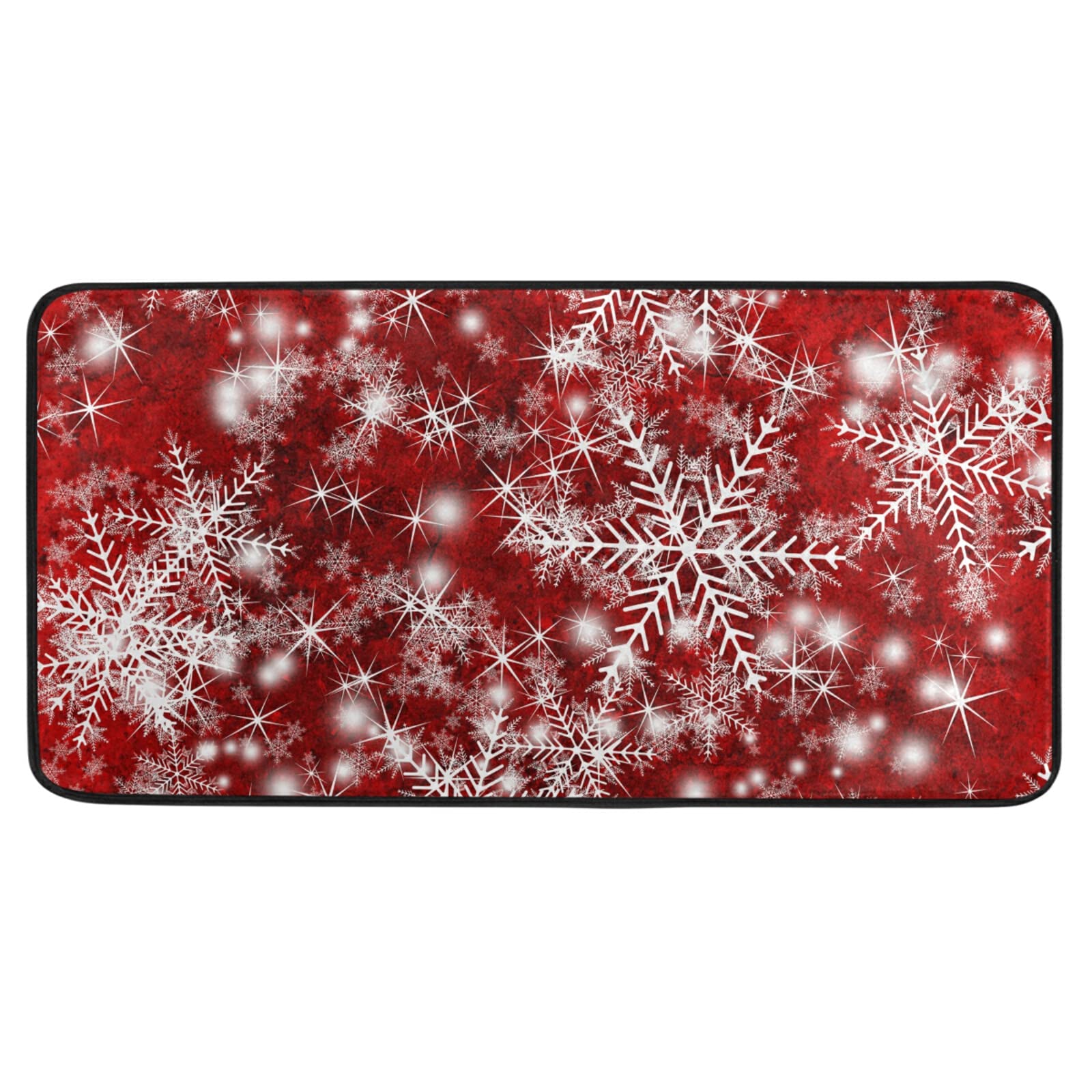 Festive Christmas Kitchen Runner Rug with Snowflake Design - Non-Slip Holiday Doormat for Bathroom, Kitchen & Indoor Use (39