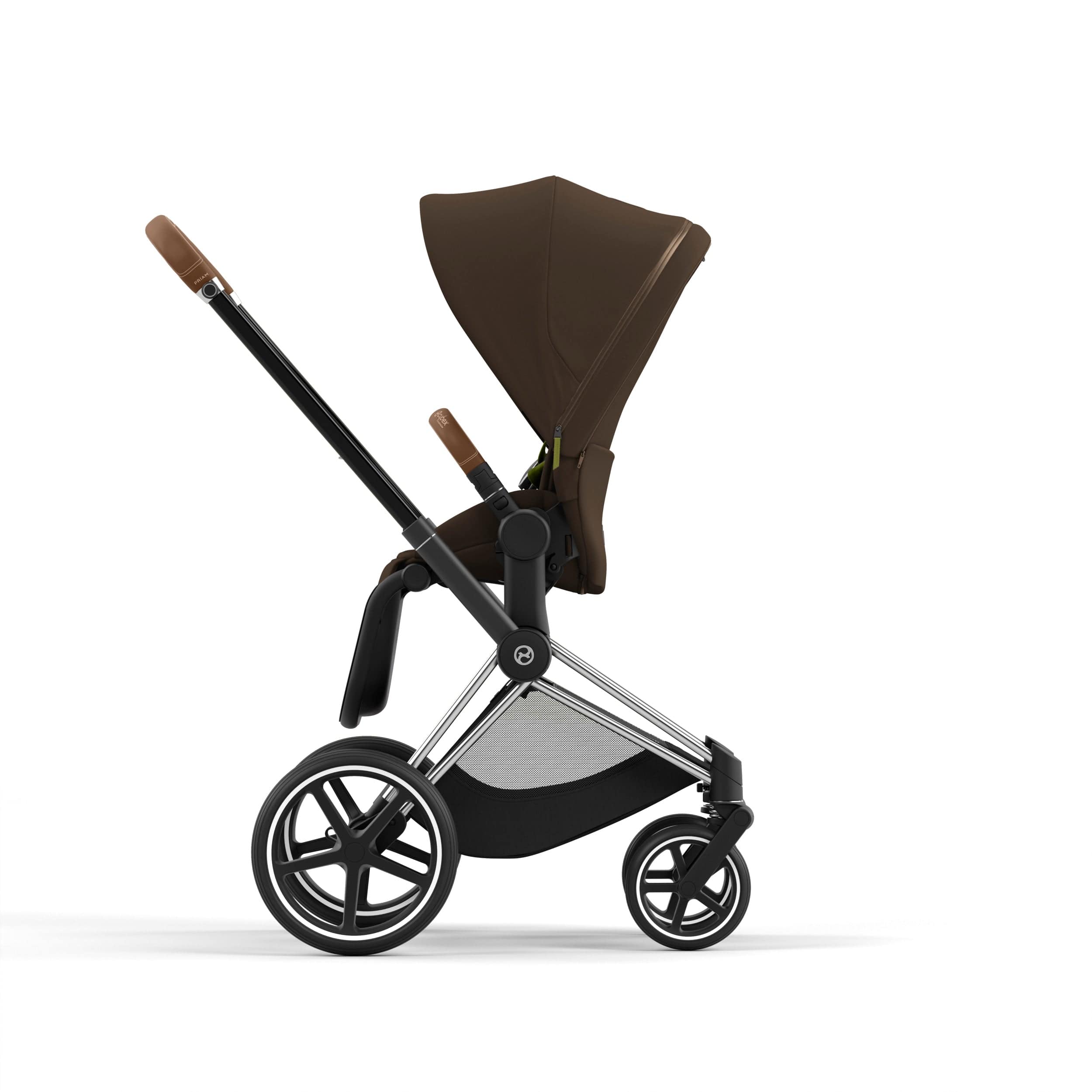 Cybex Priam 4 Complete Stroller - Chrome/Brown Luxury Baby Stroller with All-Wheel Suspension | Perfect for City Walks, Travel & Everyday Use