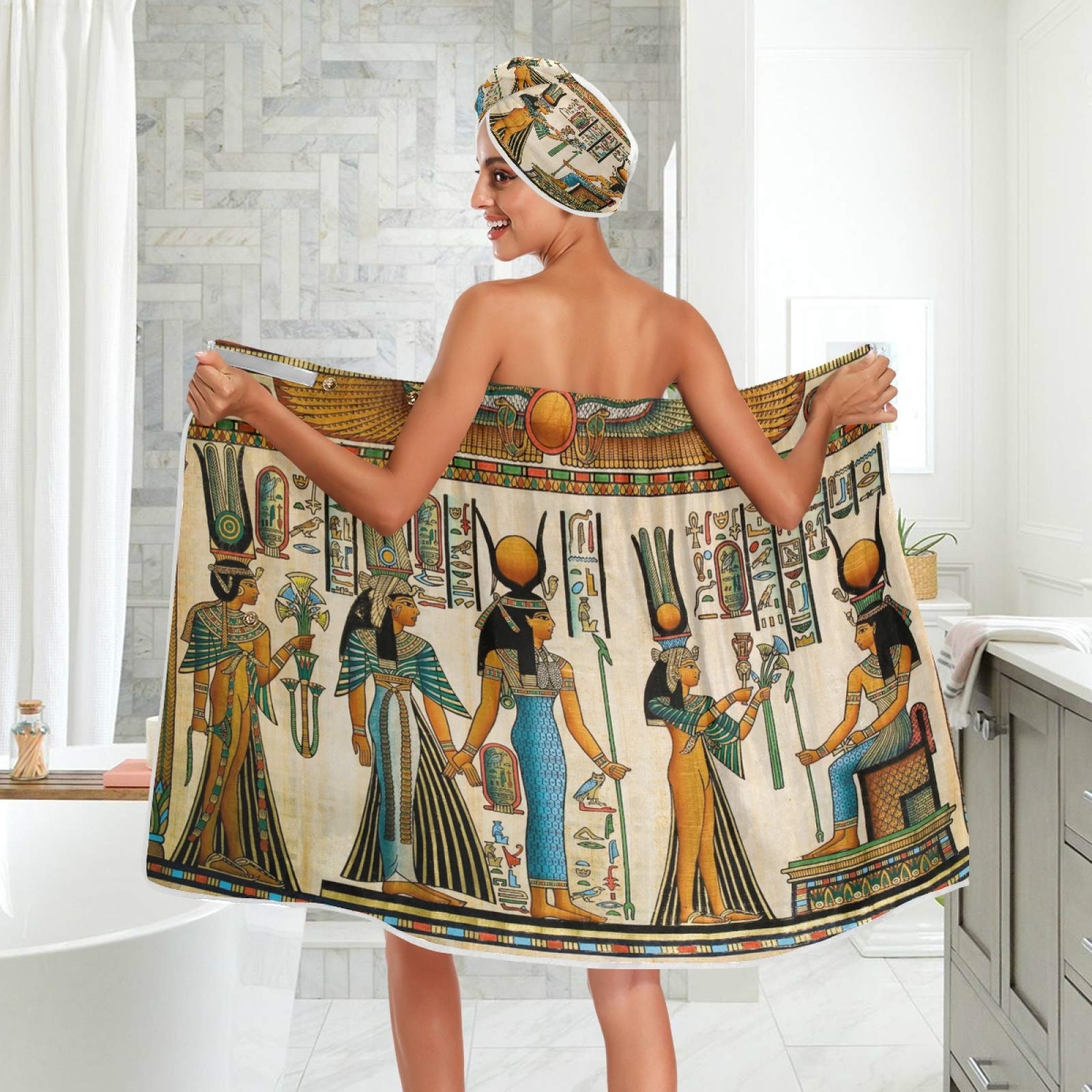 Soft Cozy Women's Bath Towel Wrap Set - Quick Dry Beach Pool Shawl, Bathing Suit Cover Up & Spa Robe - Egyptian Queen Design - Perfect for Swimming, Lounging & Post-Shower Relaxation