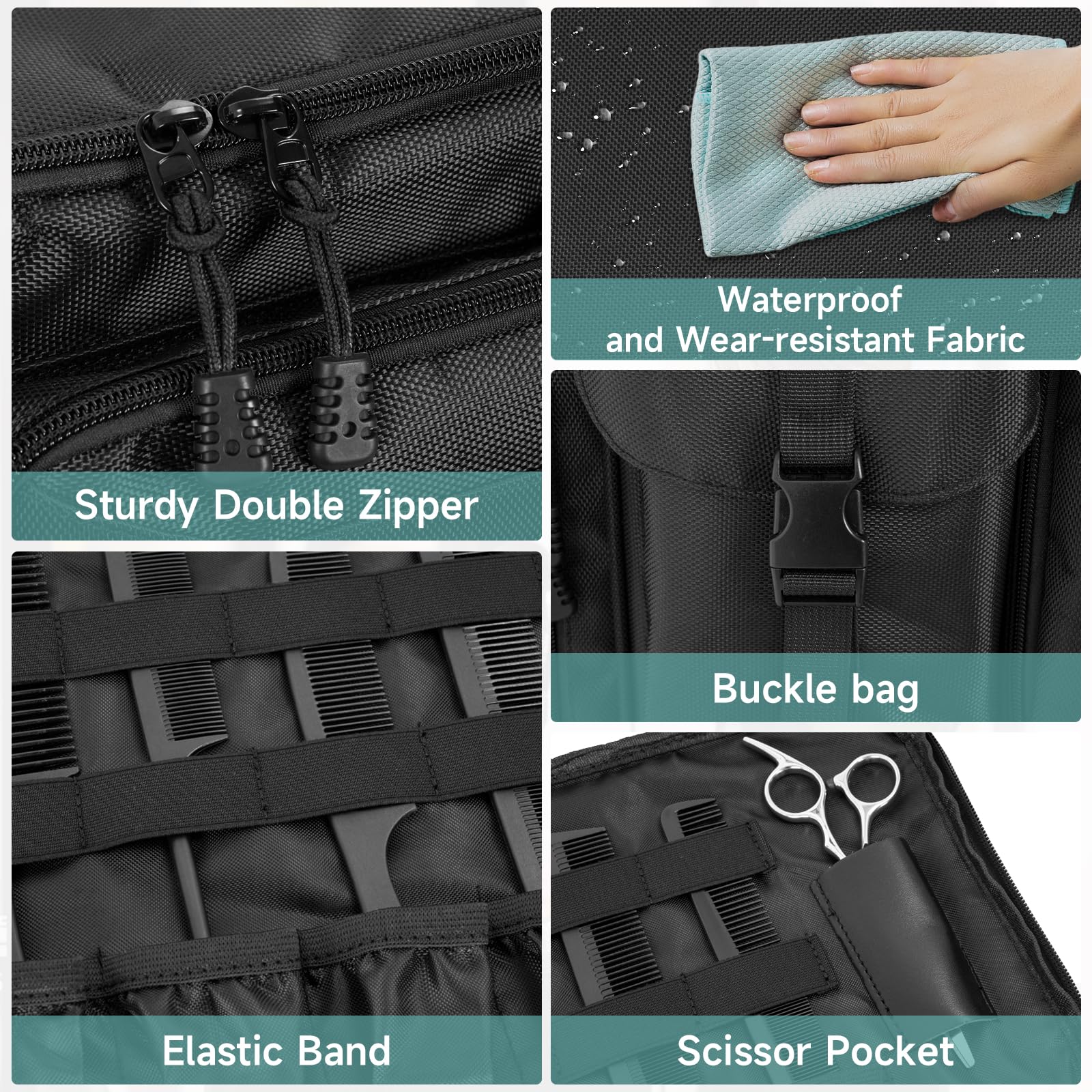 Professional Barber Hairdressing Bag with Adjustable Dividers - Travel Storage Organizer for Scissors, Clippers, Trimmers & Haircut Tools - Perfect for Salon Professionals & Mobile Barbers On-The-Go