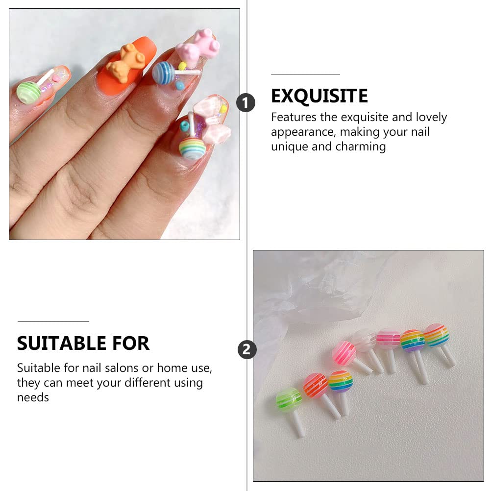FOMIYES 100Pcs Rainbow Lollipop Nail Art Decorations - DIY Nail Art Accessories Kit for Manicure, Nail Salon & Party Nail Designs