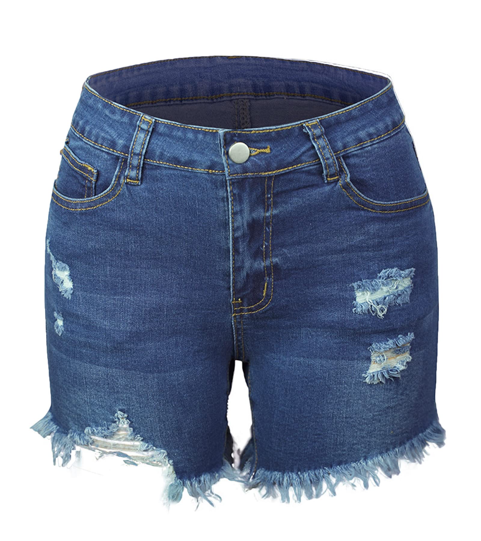 Atditama Women's Distressed Ripped Denim Shorts - High Waist Stretch Jean Shorts with Frayed Hem for Casual Summer Outfits | Perfect for Beach, Shopping & Street Style