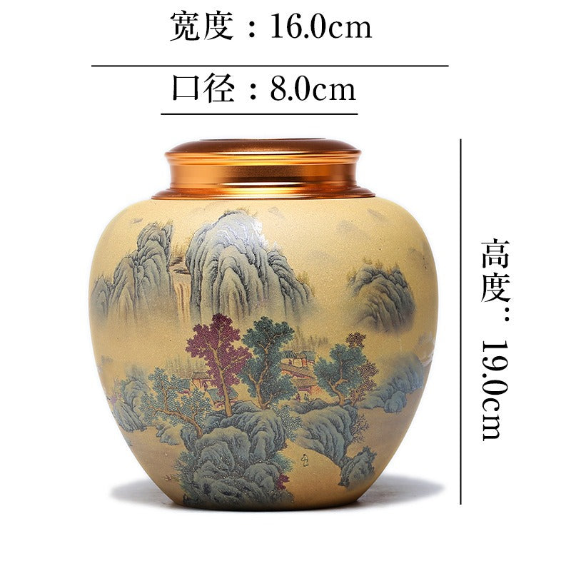 Premium Yixing Zisha Tea Caddy - Medium Size (Holds 500g Loose Tea Leaves) | Handcrafted Purple Clay Tea Storage Container for Oolong, Pu-erh & Black Tea | Ideal for Home, Office & Tea Ceremony Use
