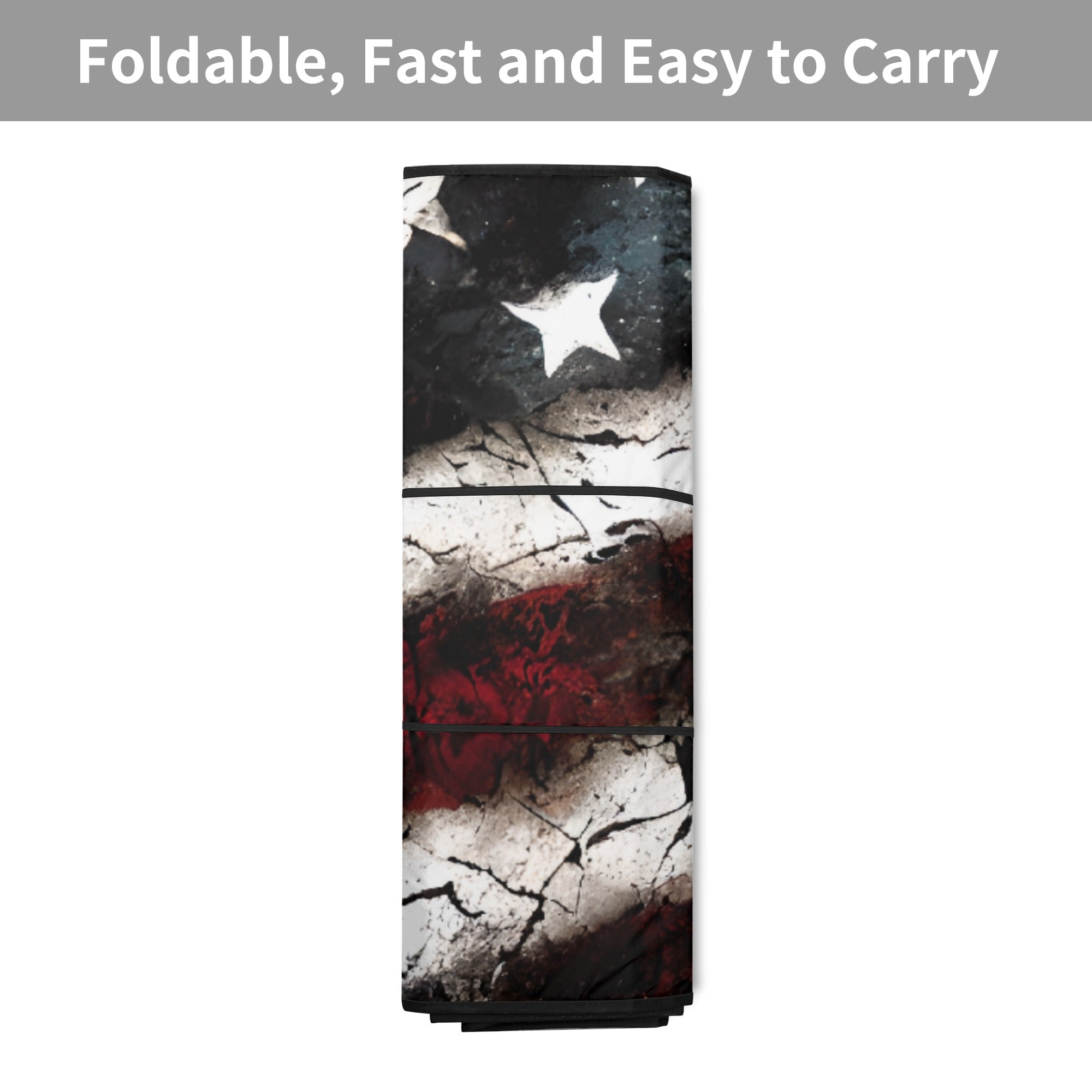 Grunge USA Colors Car Windshield Sun Shade - UV Protection & Heat Blocking for Cars, Trucks & SUVs - Perfect for Summer Travel & Parking